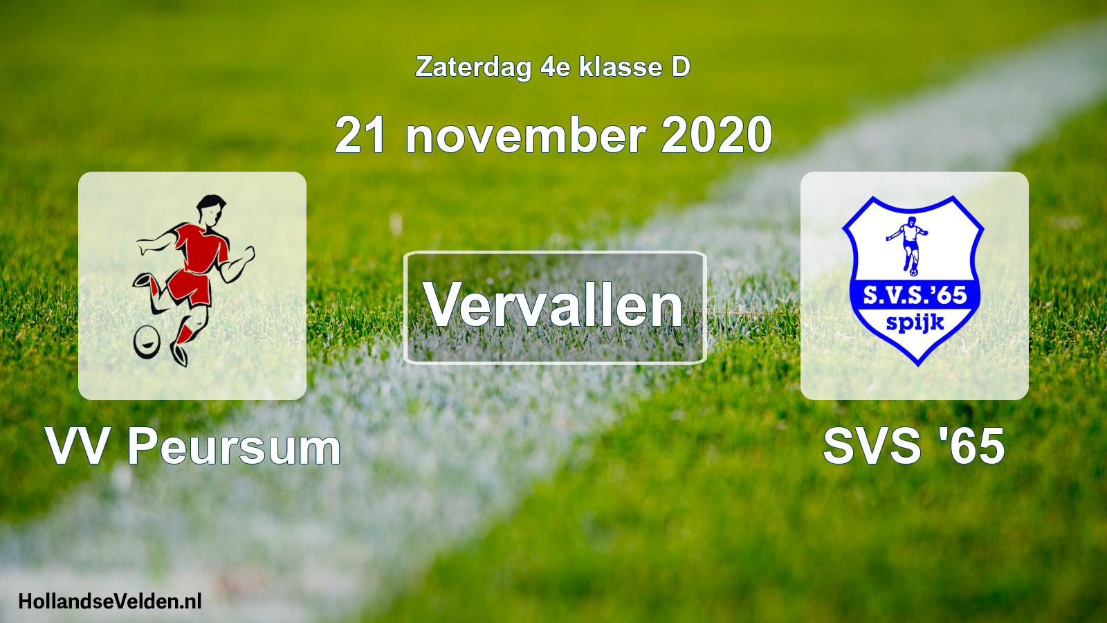 Scheduled Match: VV Peursum - SVS '65 (21 November 2020)