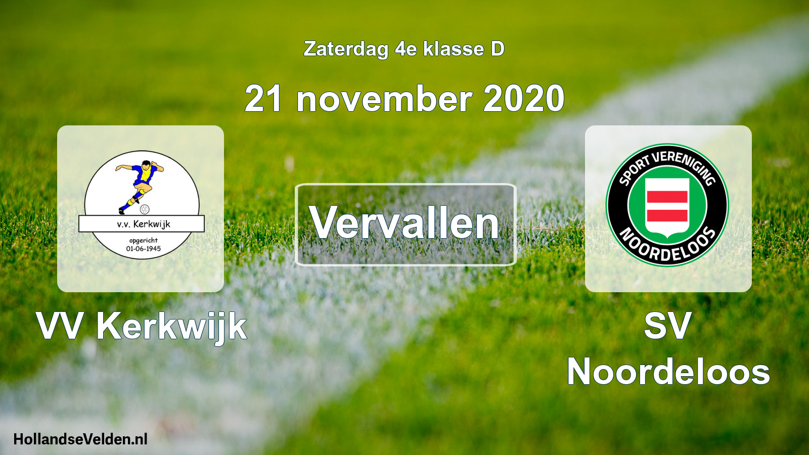 Scheduled Match: VV Kerkwijk - SV Noordeloos (21 November 2020)