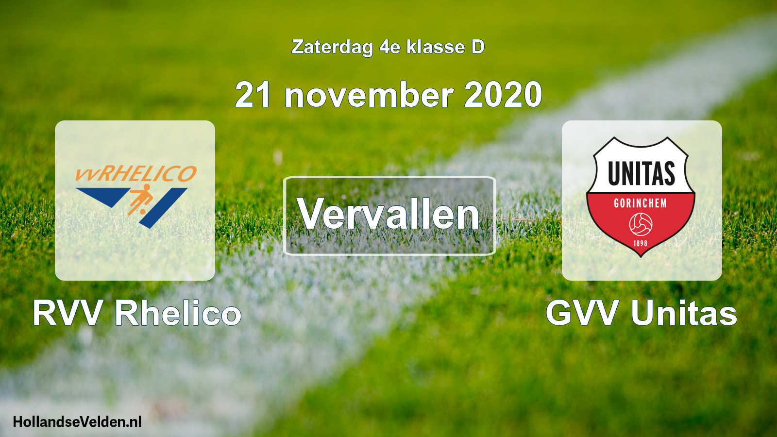 Scheduled Match: RVV Rhelico - GVV Unitas (21 November 2020)