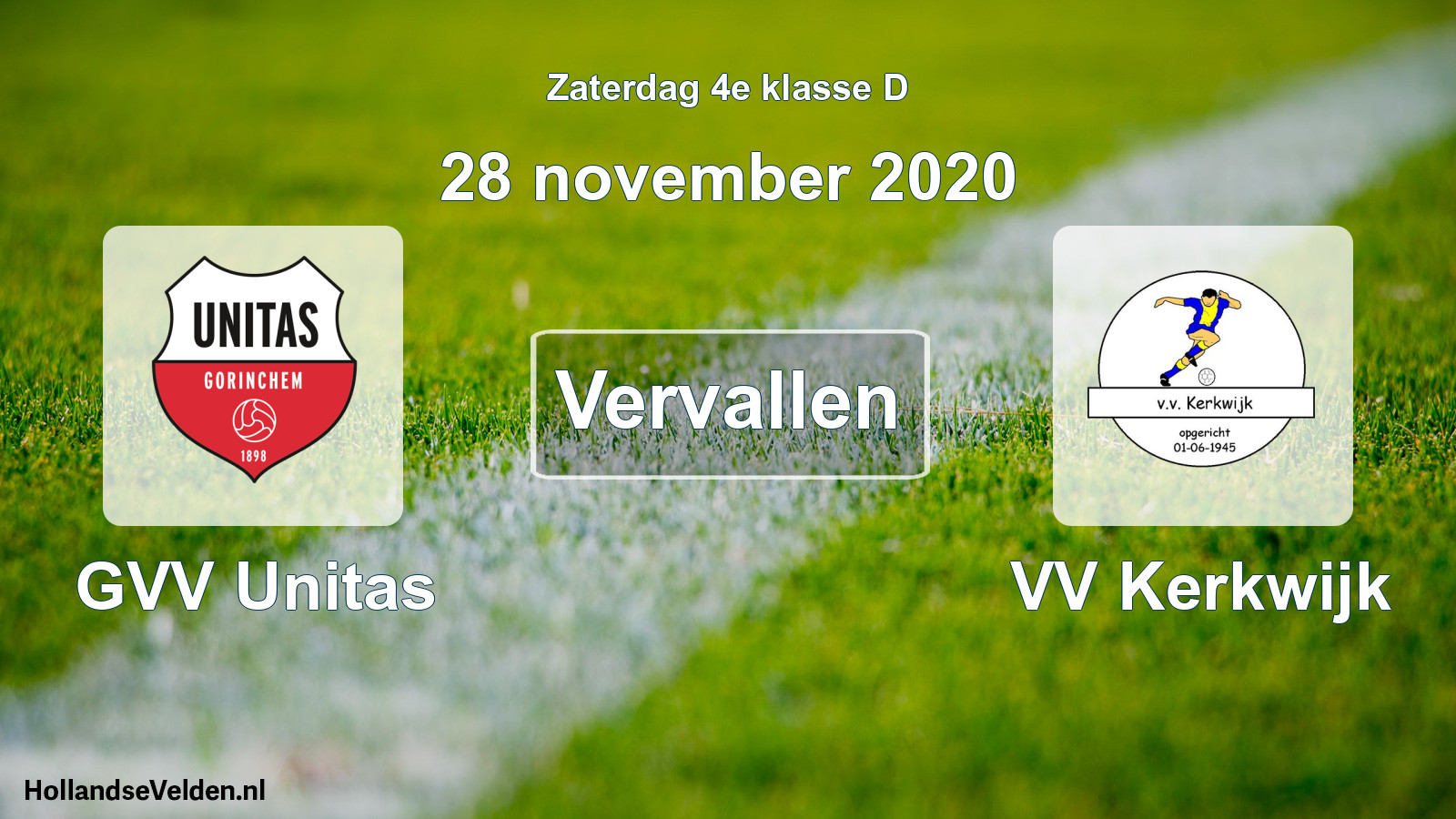 Scheduled Match: GVV Unitas - VV Kerkwijk (28 November 2020)