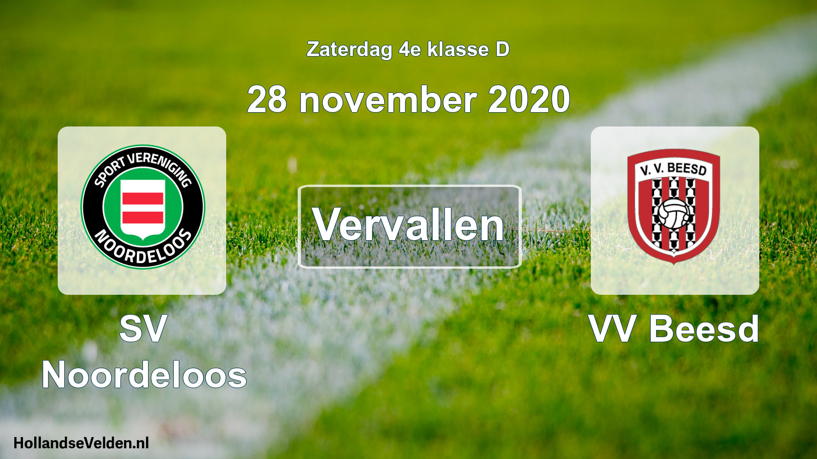 Scheduled Match: SV Noordeloos - VV Beesd (28 November 2020)