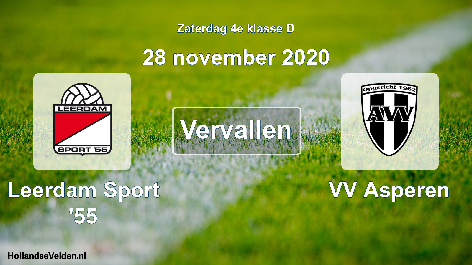 Scheduled Match: Leerdam Sport '55 - VV Asperen (28 November 2020)