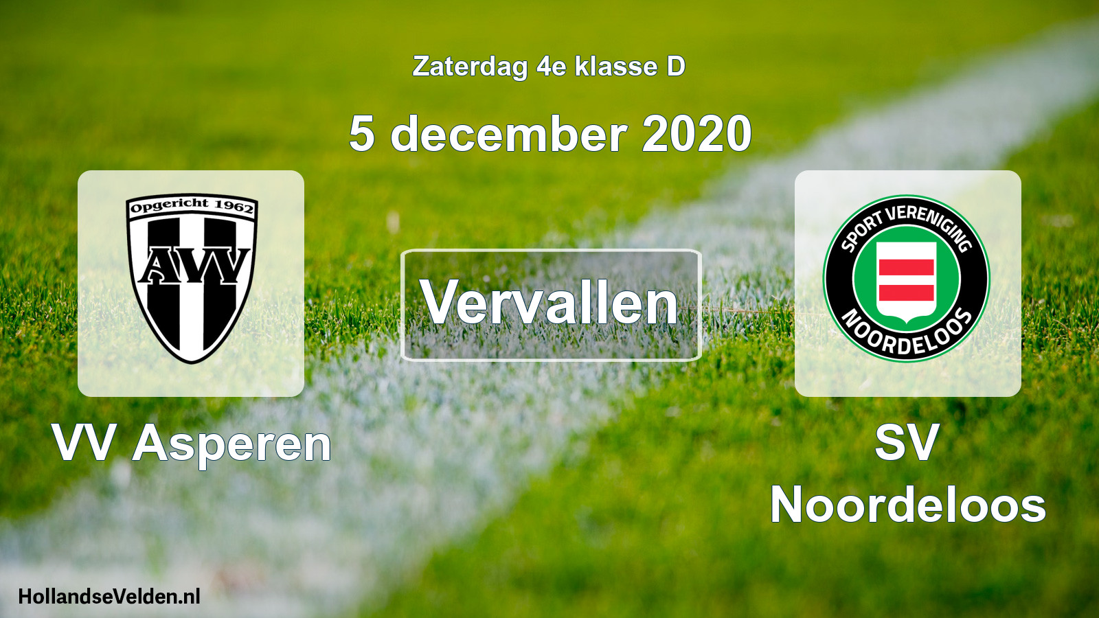 Scheduled Match: VV Asperen - SV Noordeloos (5 December 2020)