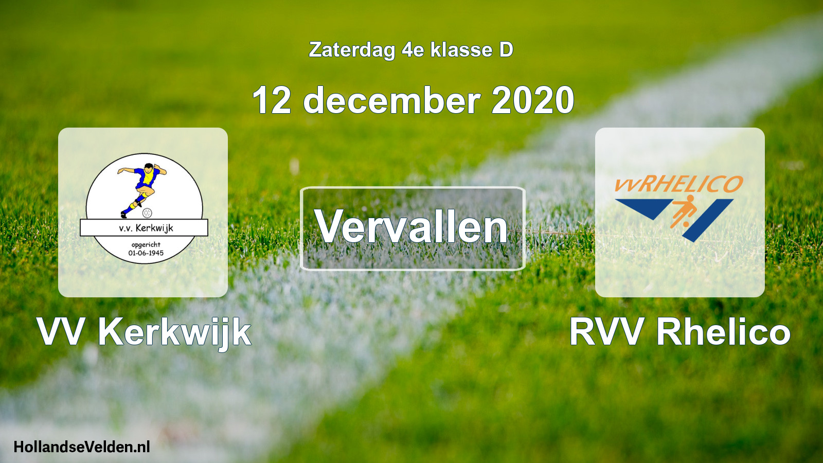 Scheduled Match: VV Kerkwijk - RVV Rhelico (12 December 2020)