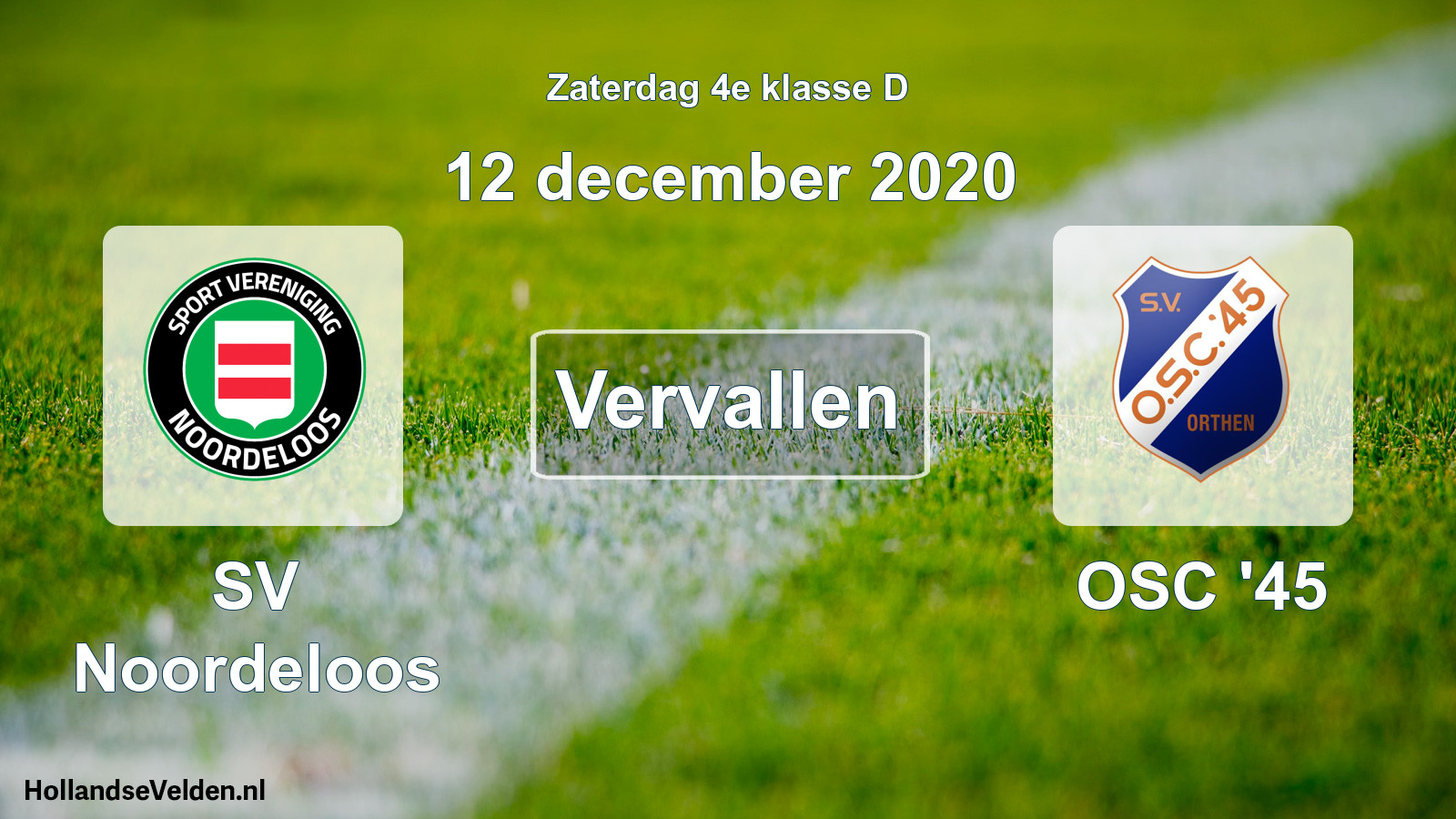 Scheduled Match: SV Noordeloos - OSC '45 (12 December 2020)