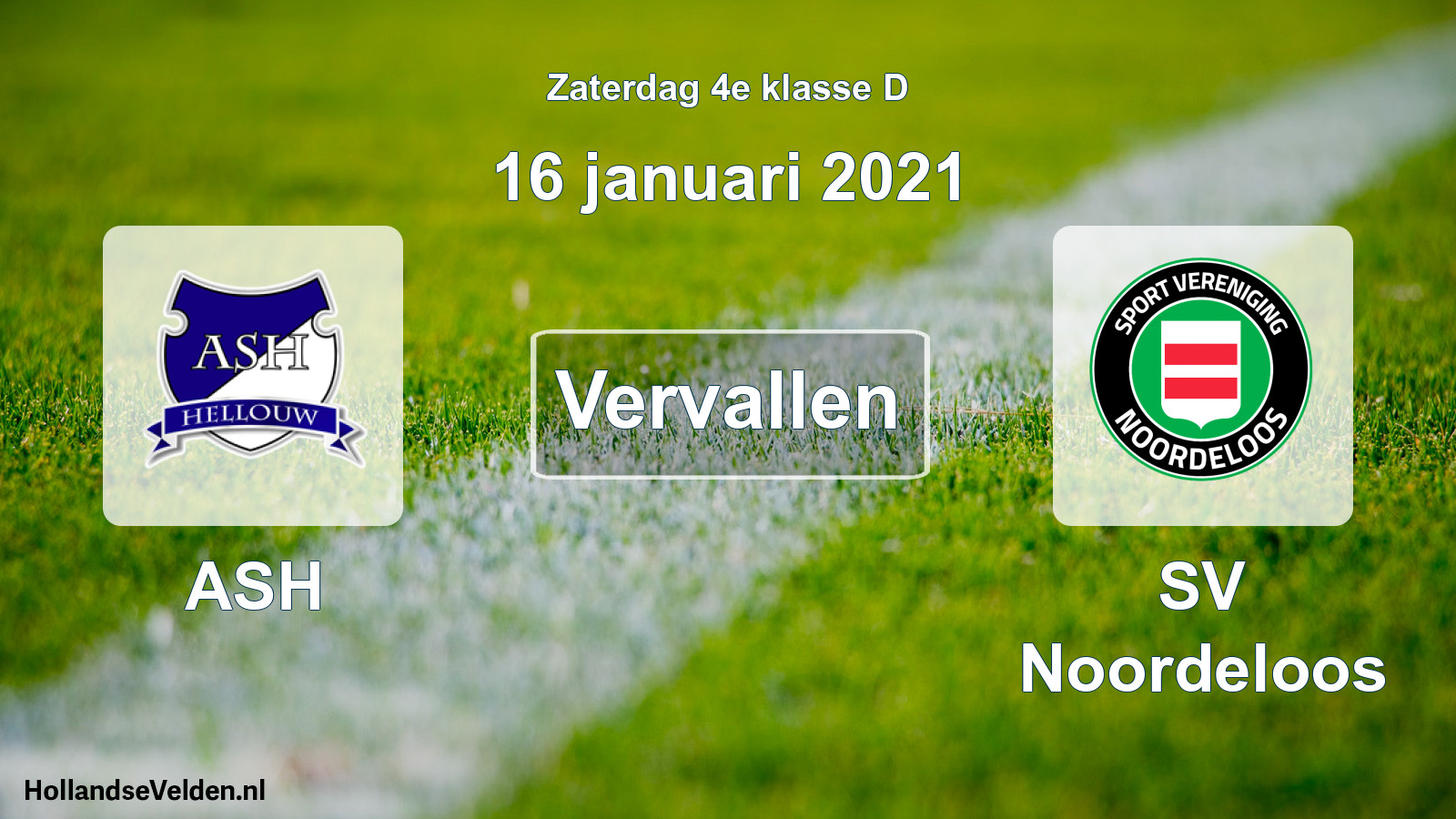 Scheduled Match: ASH - SV Noordeloos (16 January 2021)