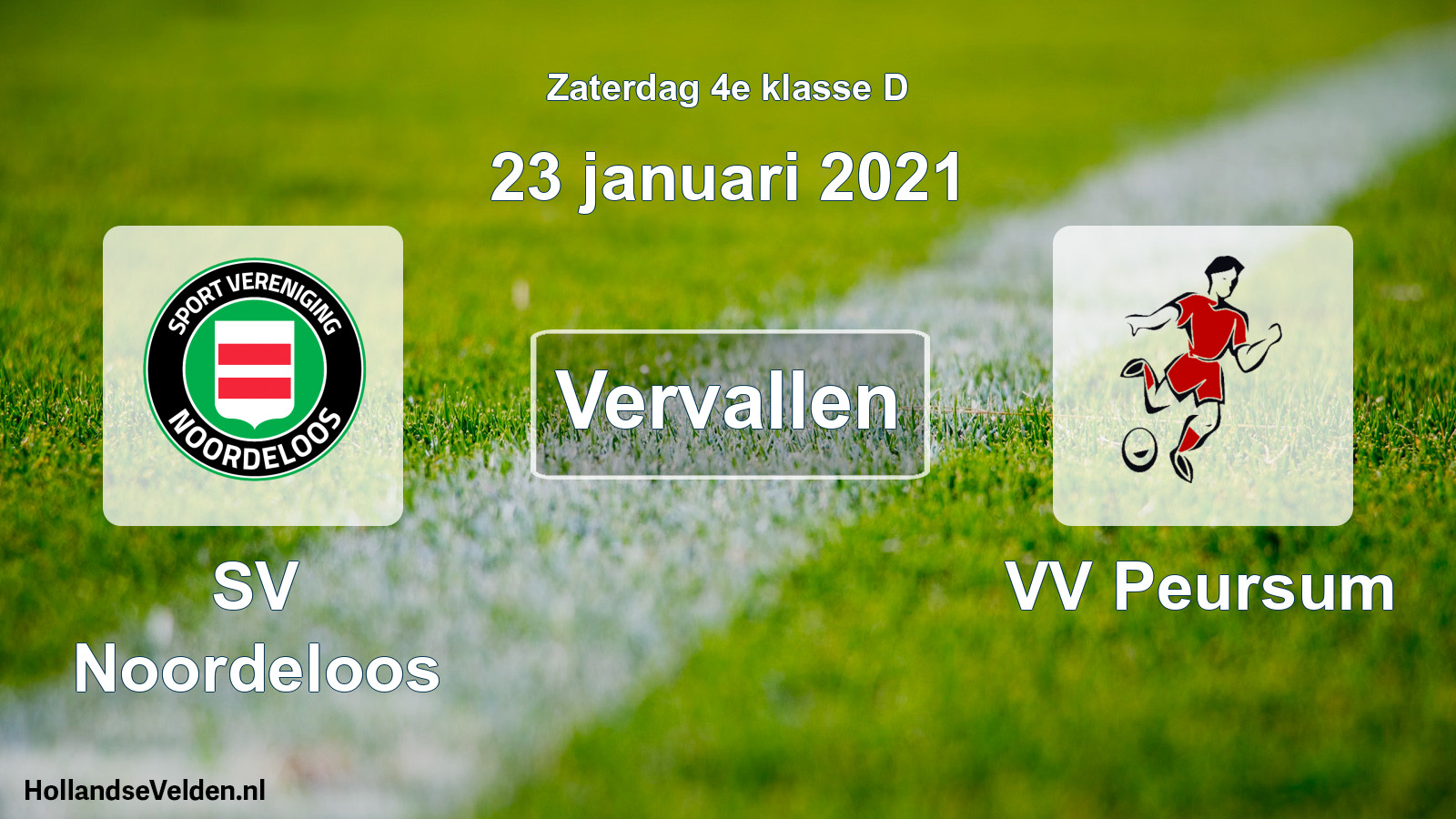 Scheduled Match: SV Noordeloos - VV Peursum (23 January 2021)