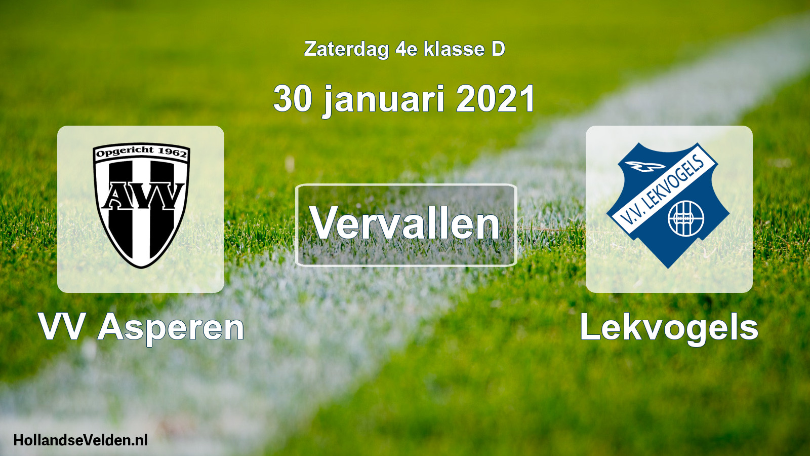 Scheduled Match: VV Asperen - Lekvogels (30 January 2021)