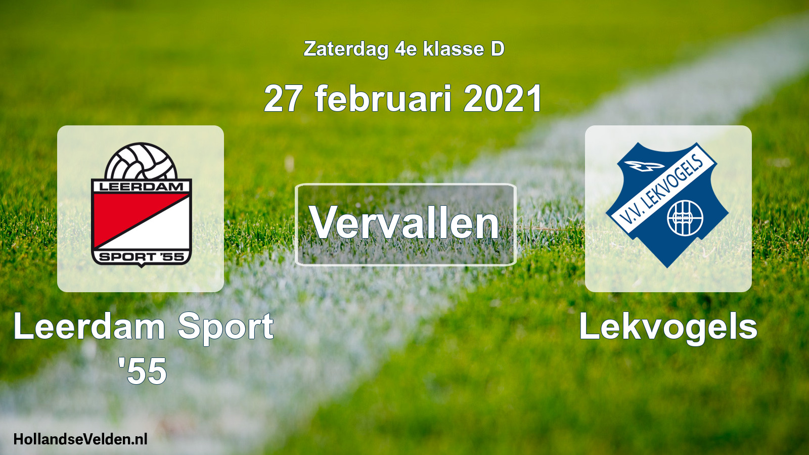 Scheduled Match: Leerdam Sport '55 - Lekvogels (27 February 2021)