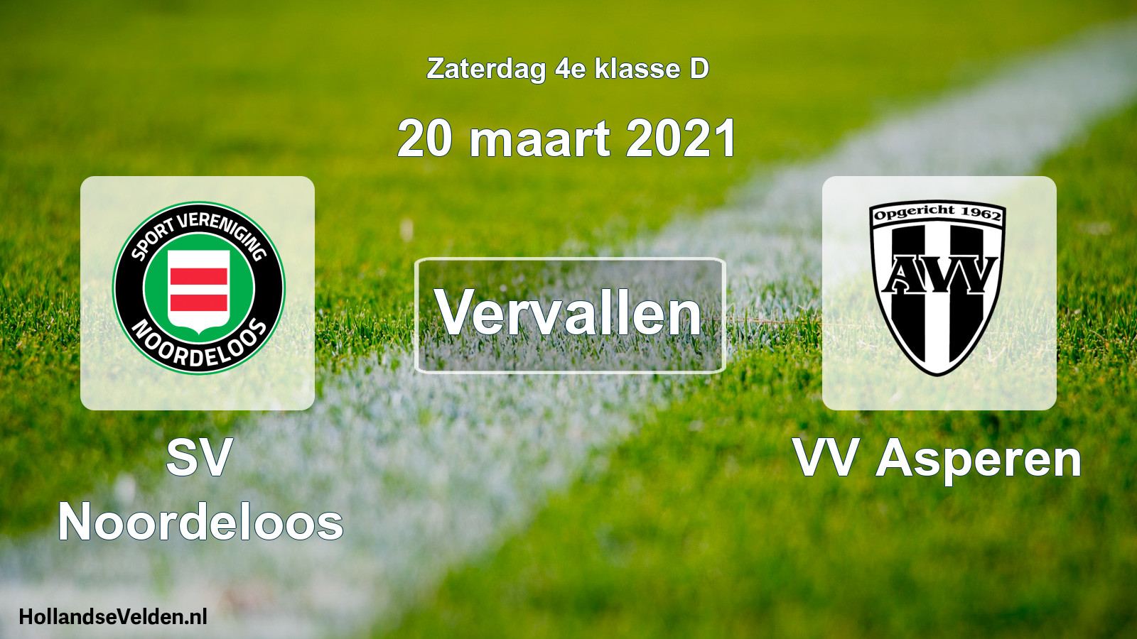 Scheduled Match: SV Noordeloos - VV Asperen (20 March 2021)