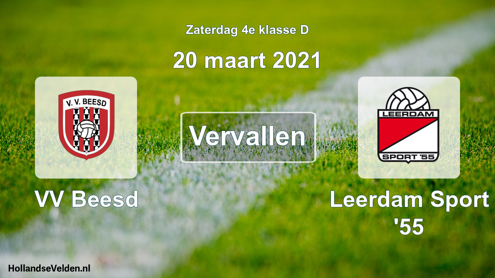 Scheduled Match: VV Beesd - Leerdam Sport '55 (20 March 2021)
