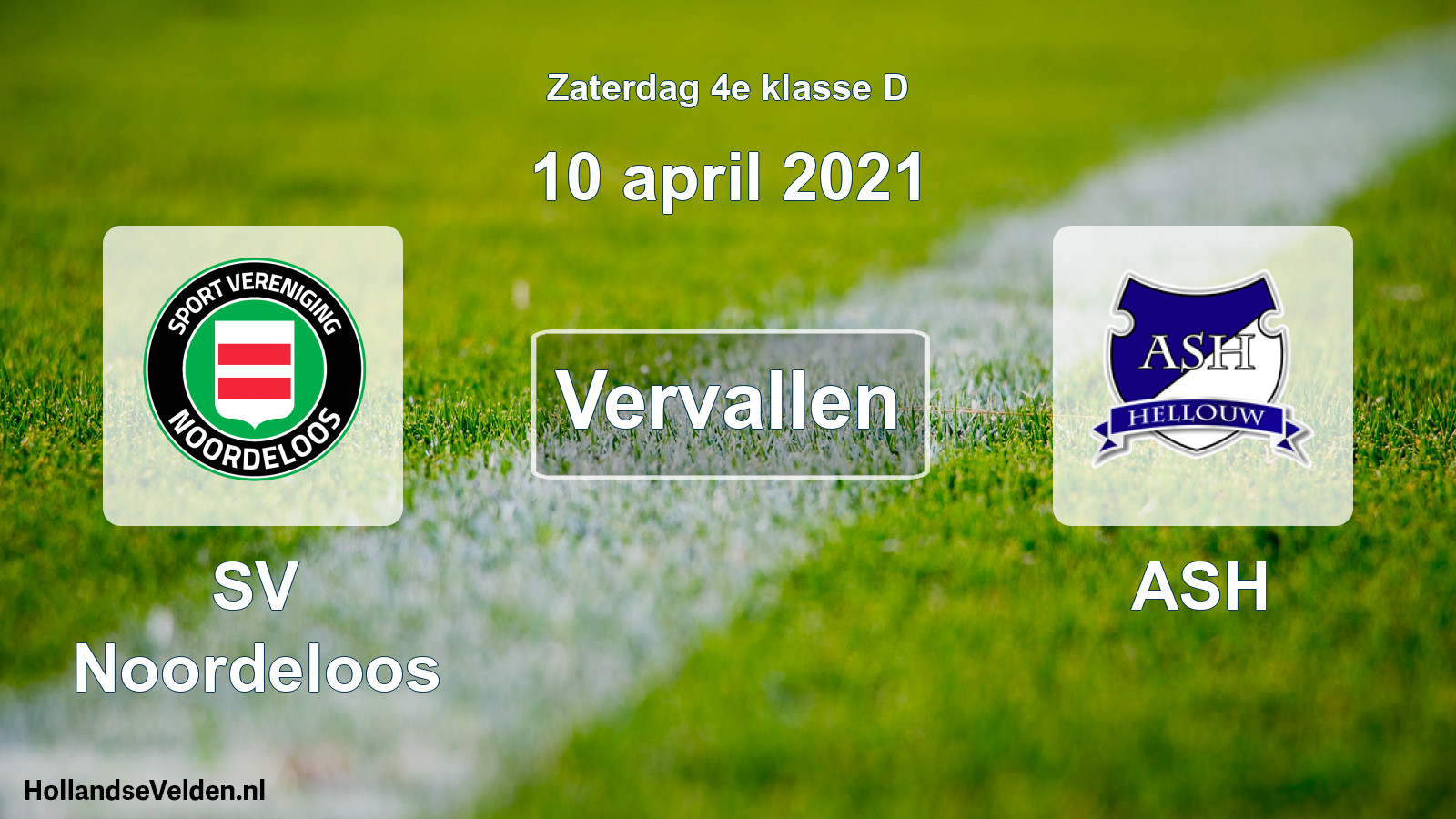 Scheduled Match: SV Noordeloos - ASH (10 April 2021)