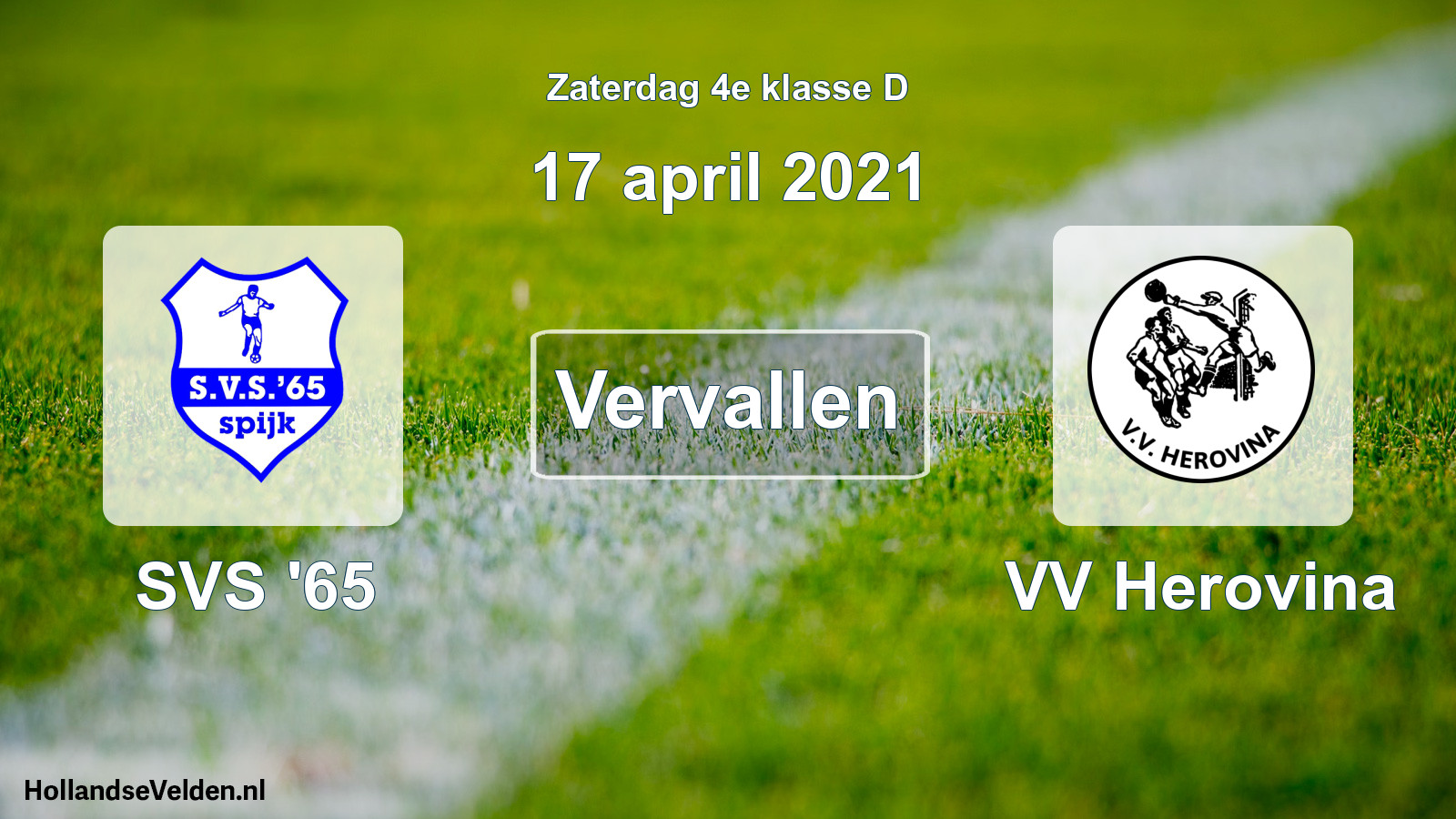 Scheduled Match: SVS '65 - VV Herovina (17 April 2021)