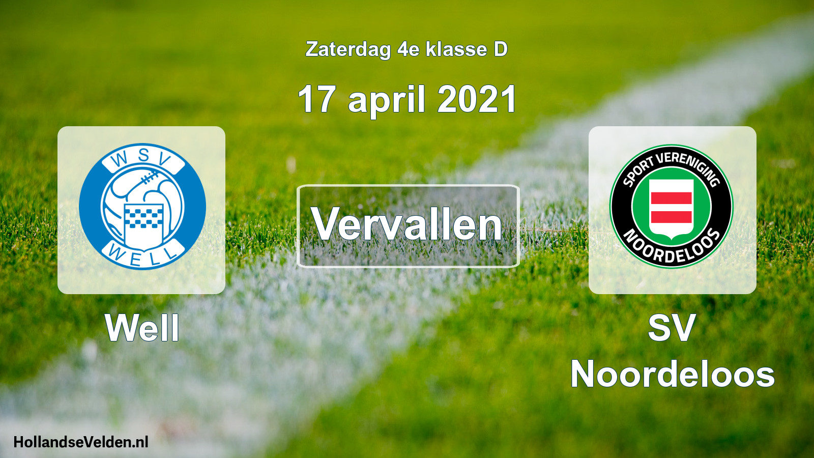 Scheduled Match: Well - SV Noordeloos (17 April 2021)