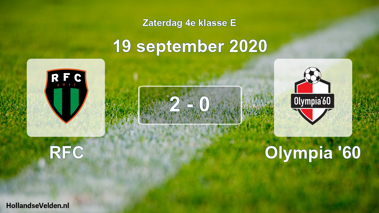 Total number of matches played: RFC - Olympia '60 2 - 0 (19 September 2020)