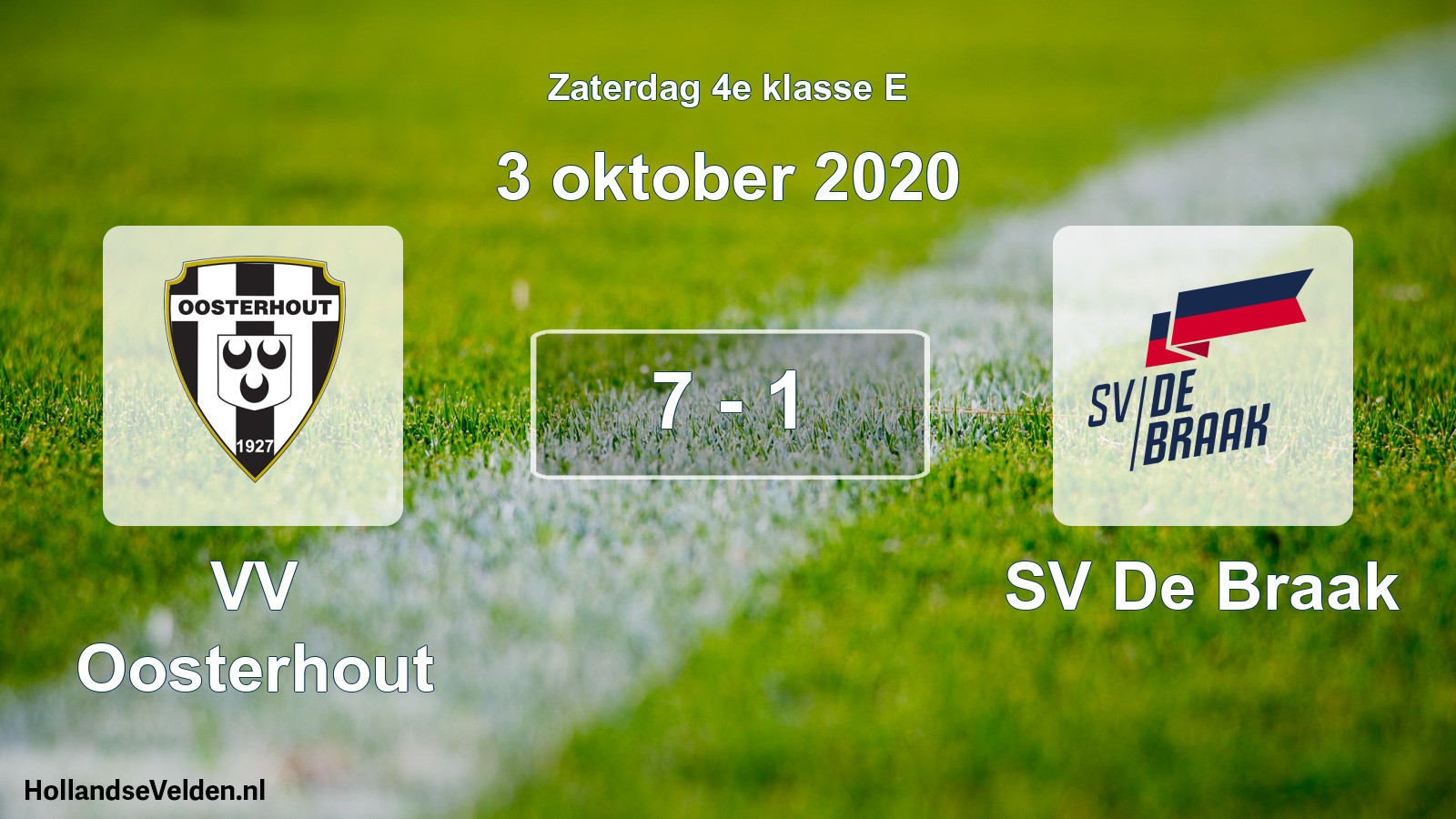 Total number of matches played: VV Oosterhout - SV De Braak 7 - 1 (3 October 2020)