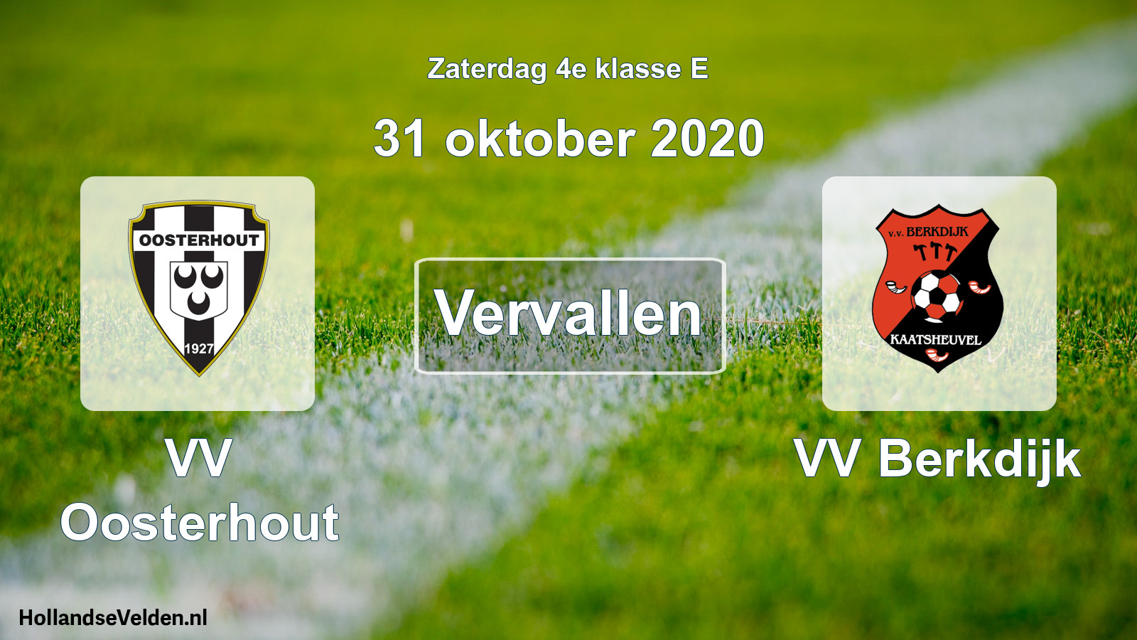 Scheduled Match: VV Oosterhout - VV Berkdijk (31 October 2020)