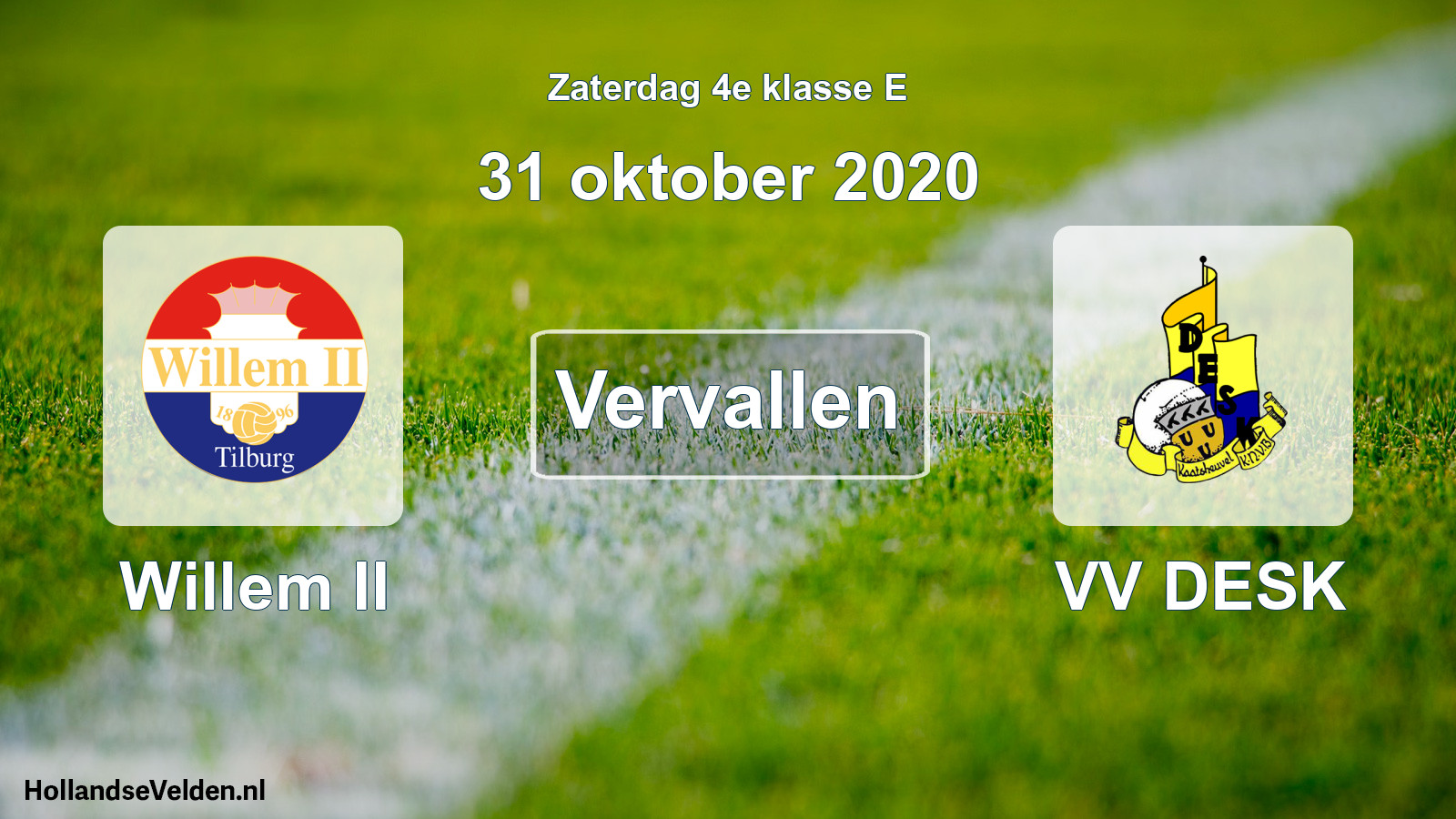 Scheduled Match: Willem II - VV DESK (31 October 2020)