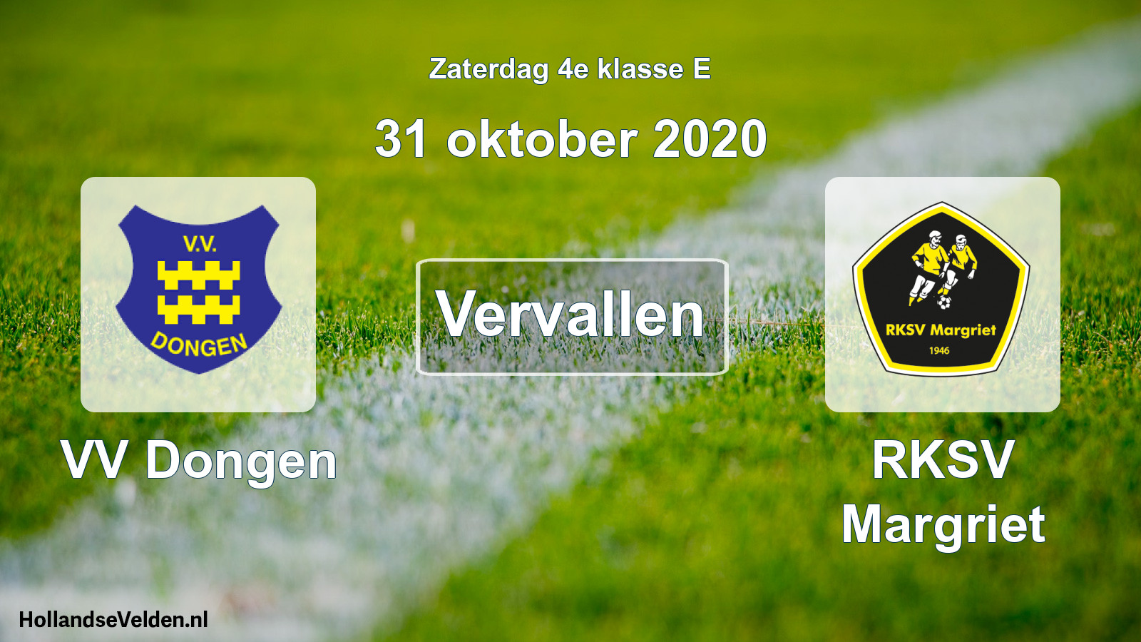 Scheduled Match: VV Dongen - RKSV Margriet (31 October 2020)