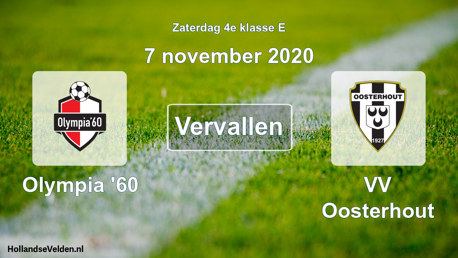 Scheduled Match: Olympia '60 - VV Oosterhout (7 November 2020)