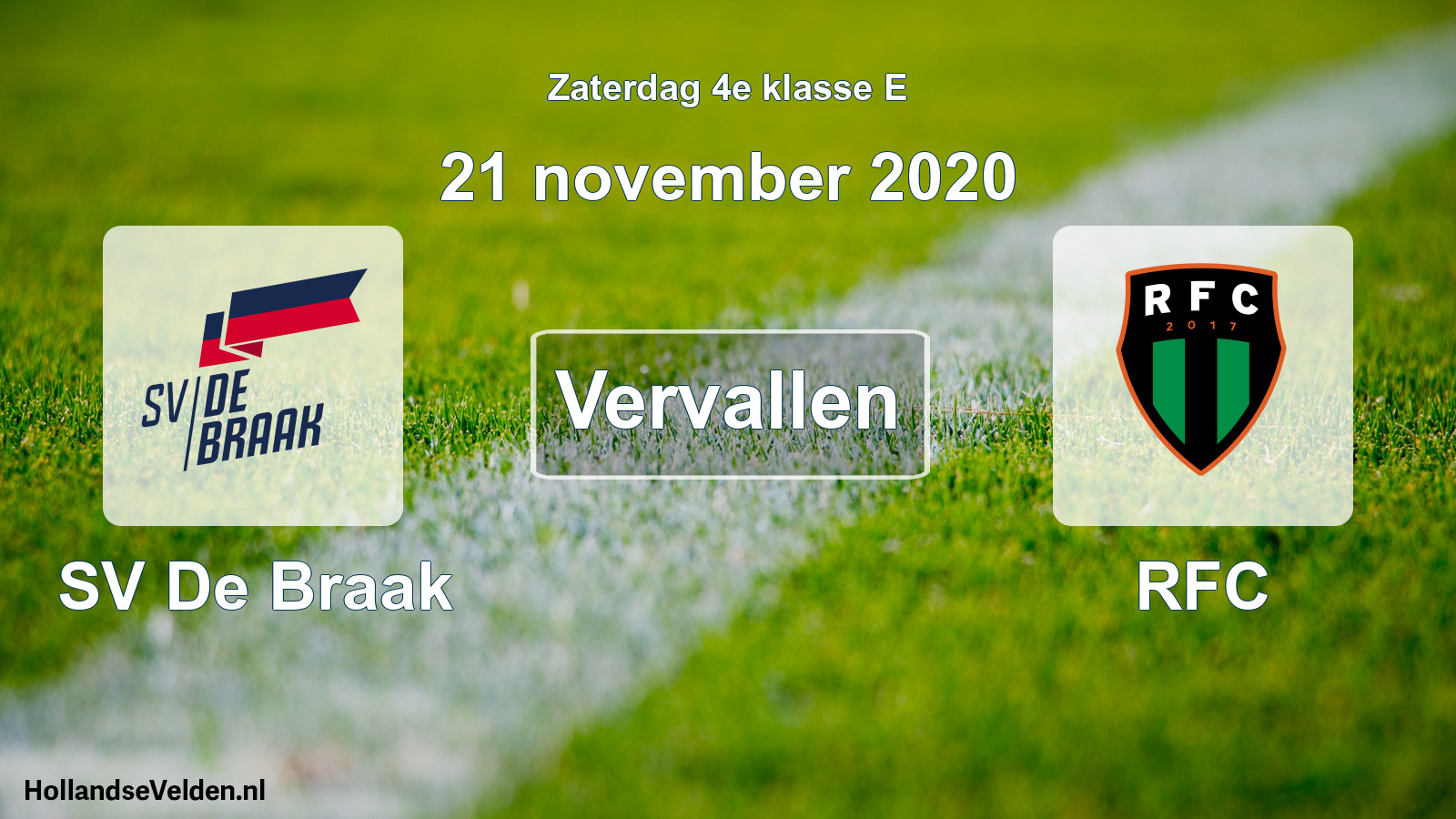 Scheduled Match: SV De Braak - RFC (21 November 2020)