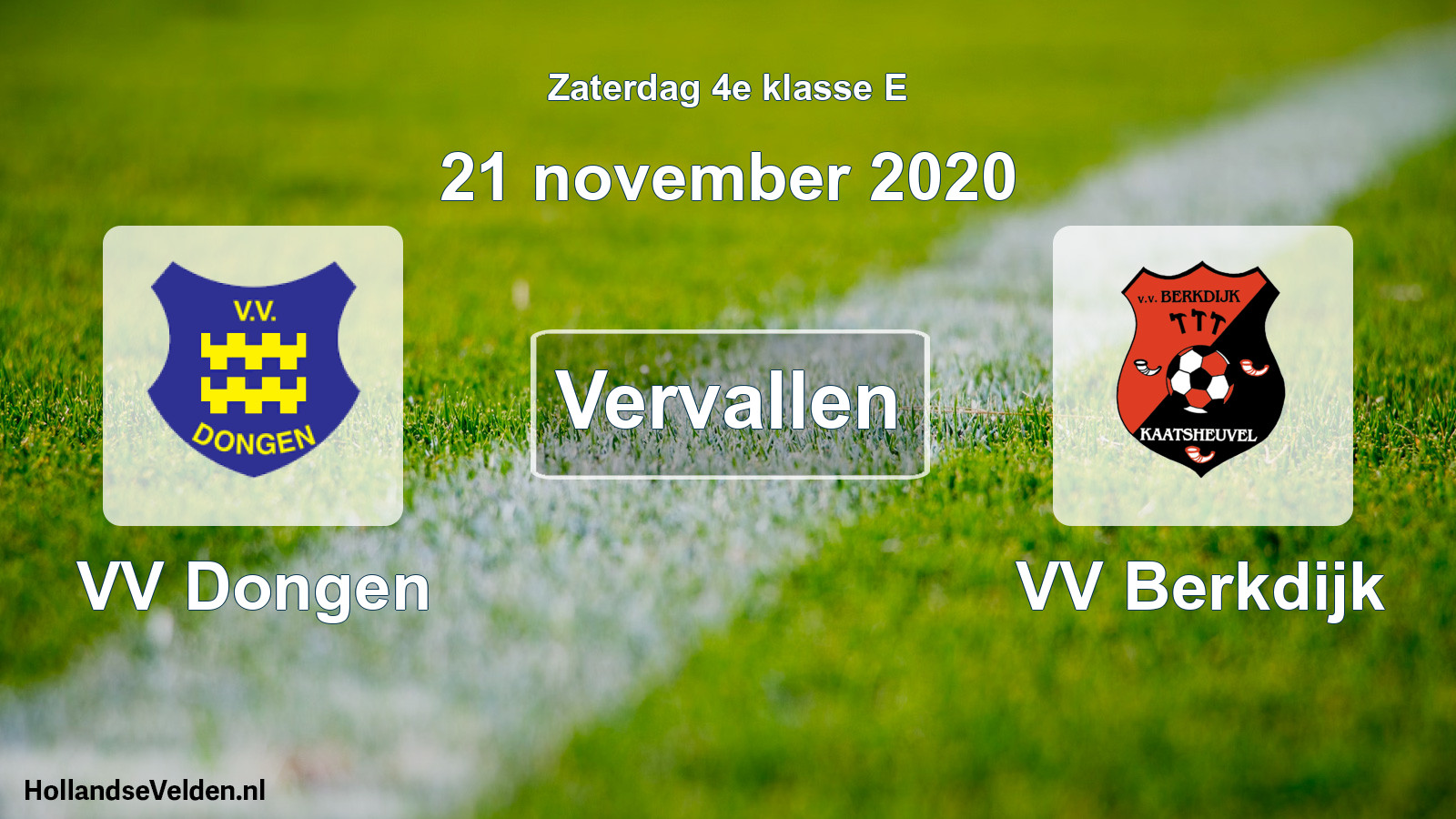 Scheduled Match: VV Dongen - VV Berkdijk (21 November 2020)