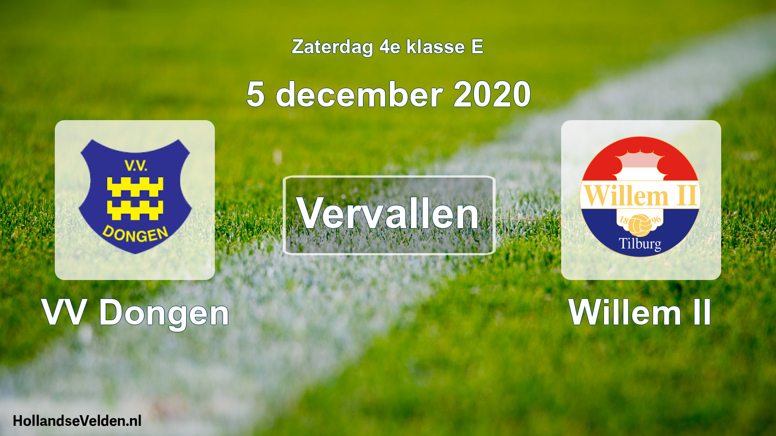 Scheduled Match: VV Dongen - Willem II (5 December 2020)