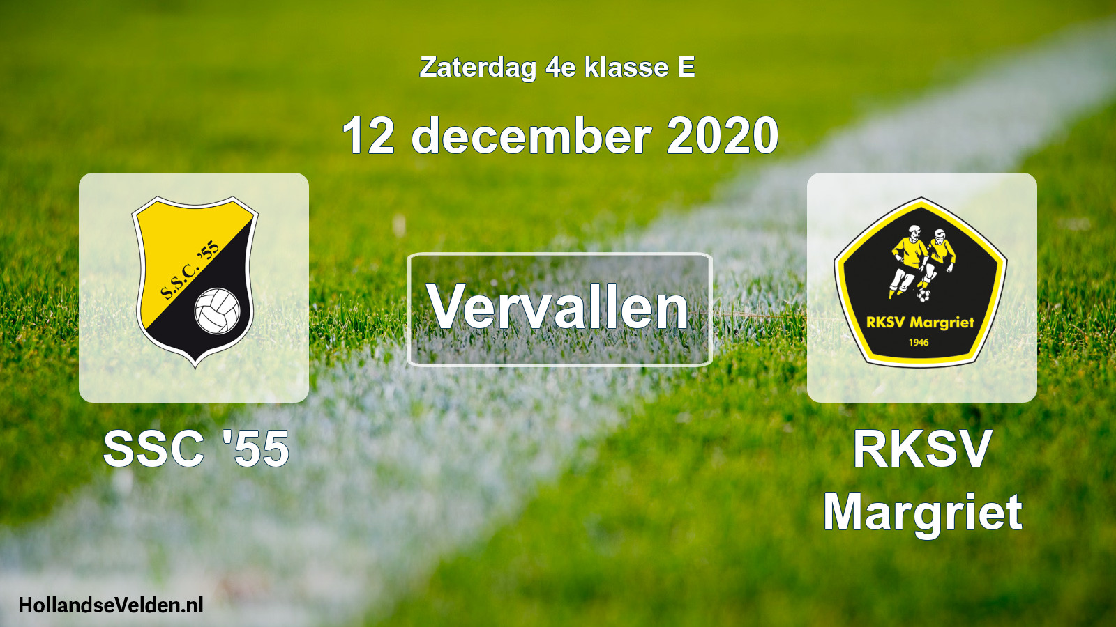 Scheduled Match: SSC '55 - RKSV Margriet (12 December 2020)
