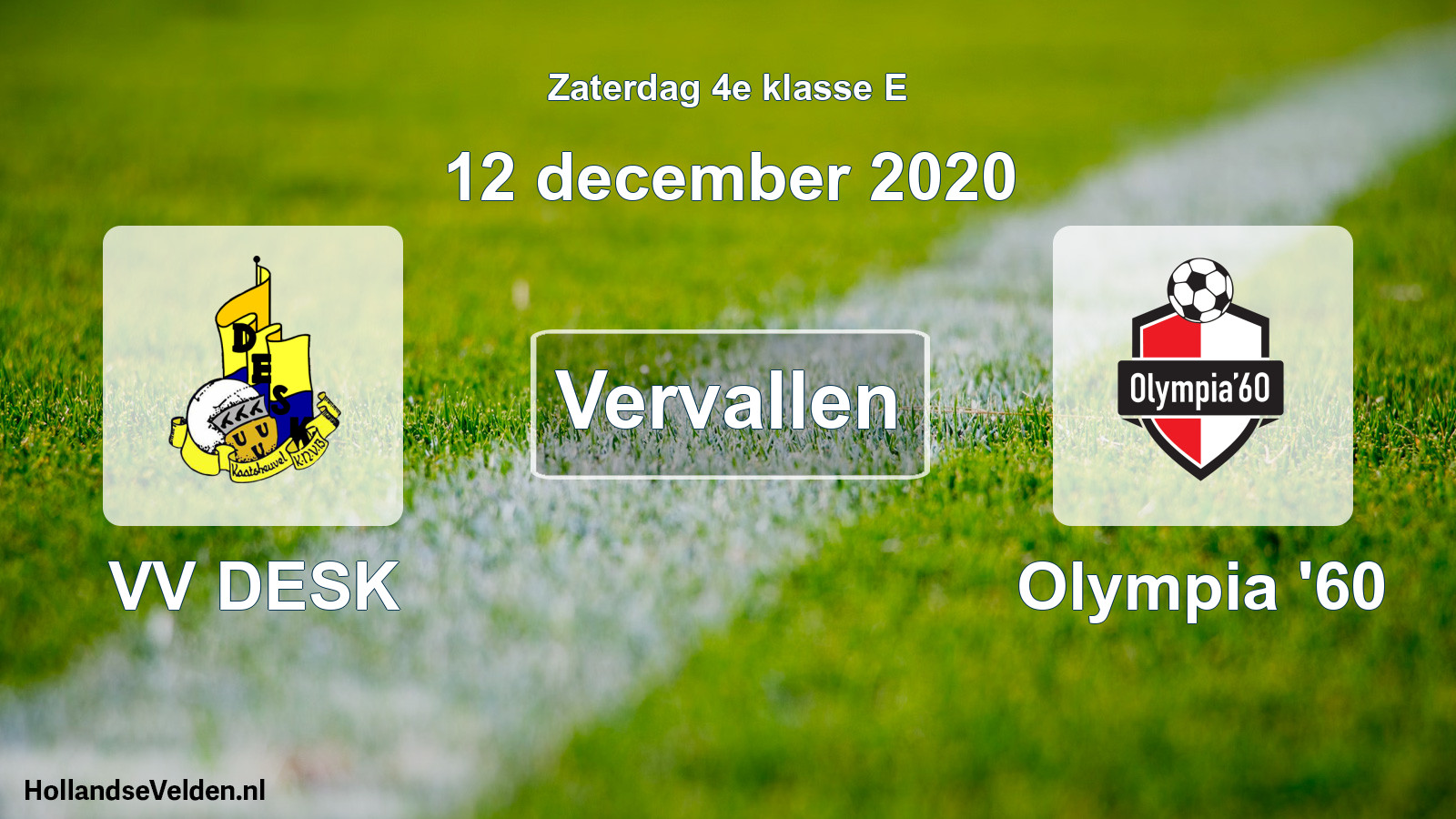 Scheduled Match: VV DESK - Olympia '60 (12 December 2020)