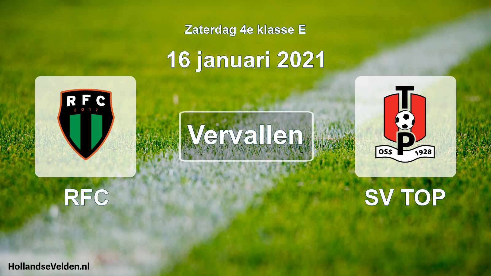 Scheduled Match: RFC - SV TOP (16 January 2021)