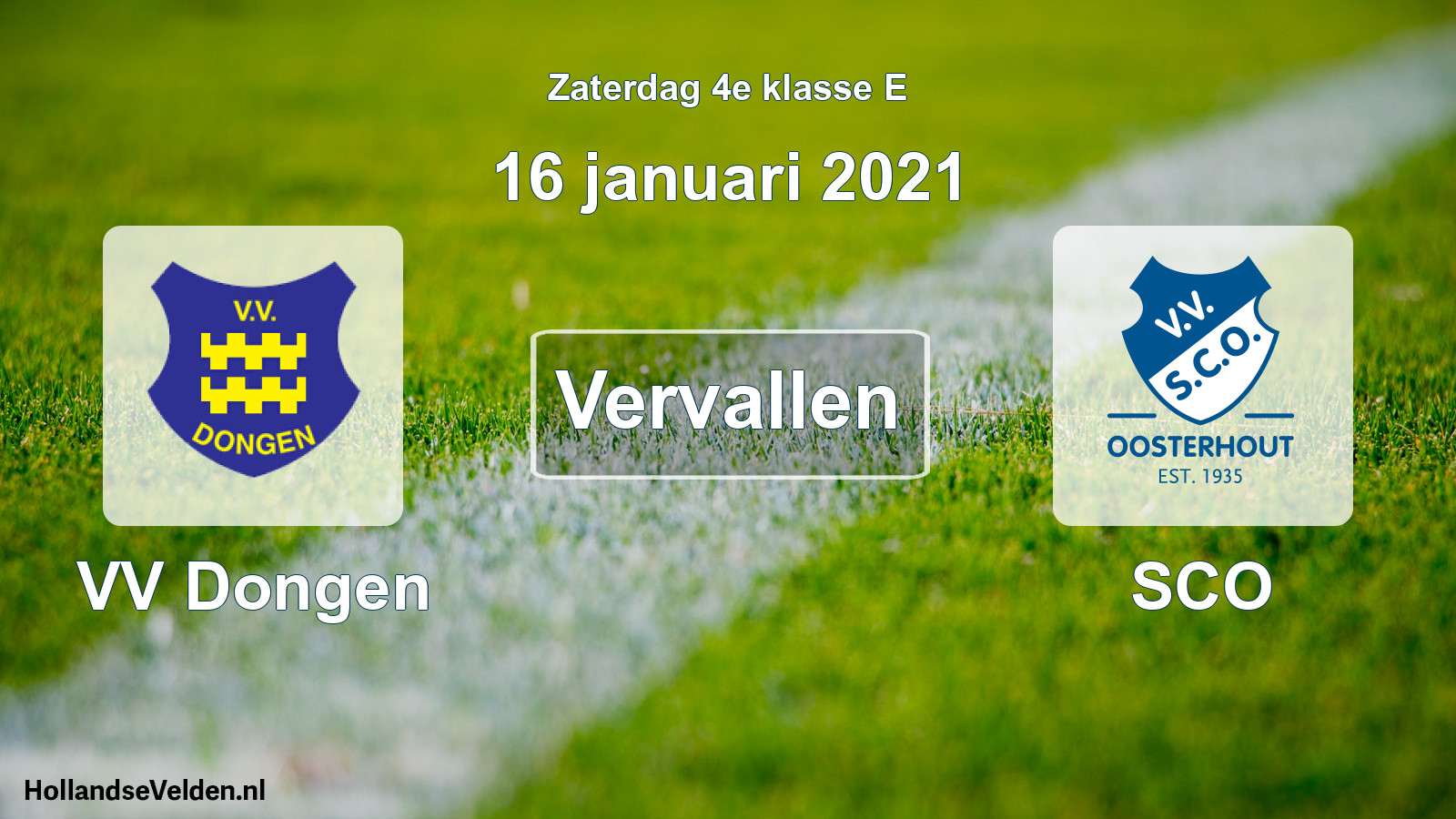 Scheduled Match: VV Dongen - SCO (16 January 2021)