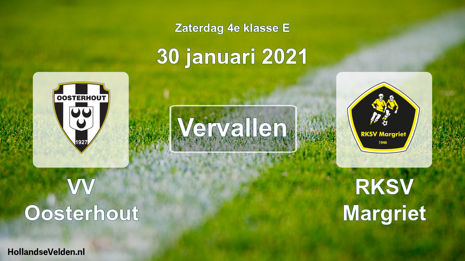 Scheduled Match: VV Oosterhout - RKSV Margriet (30 January 2021)