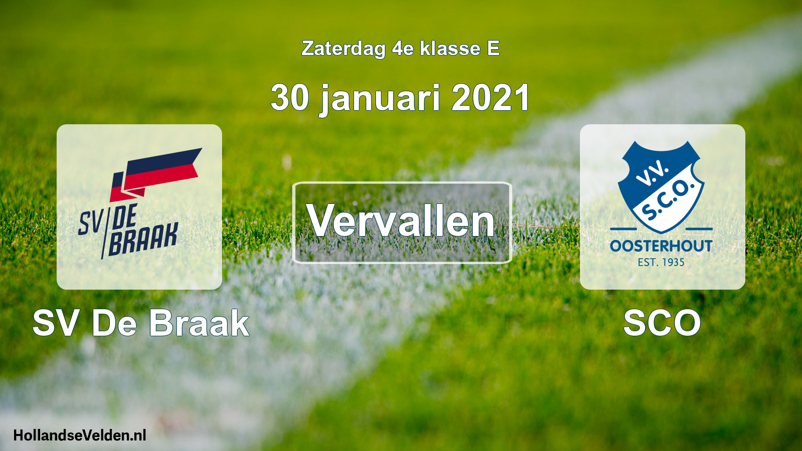 Scheduled Match: SV De Braak - SCO (30 January 2021)