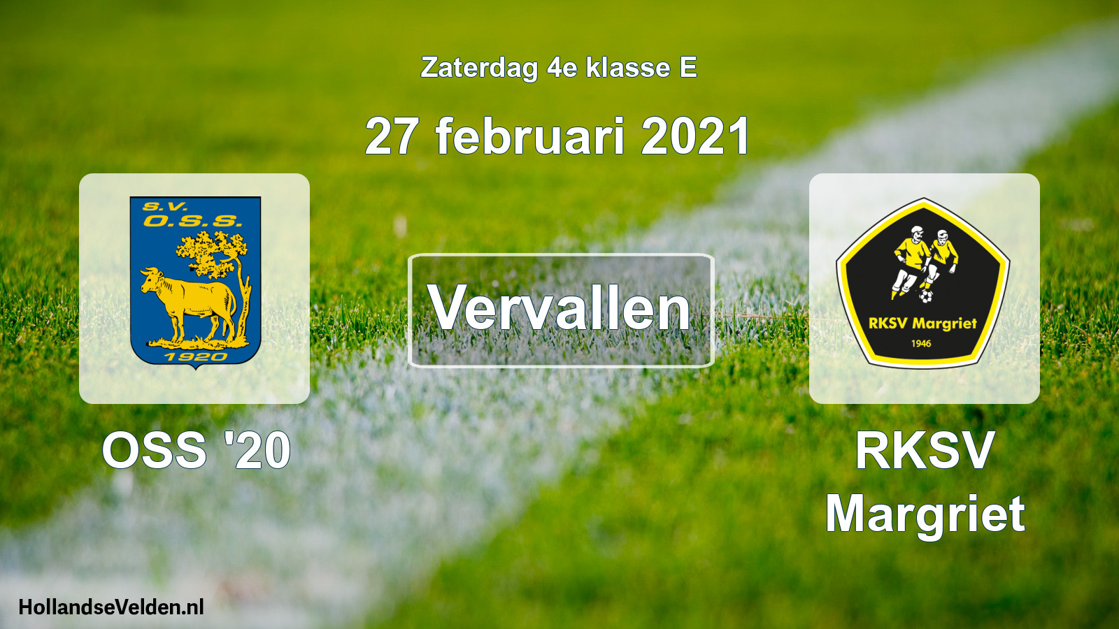 Scheduled Match: OSS '20 - RKSV Margriet (27 February 2021)