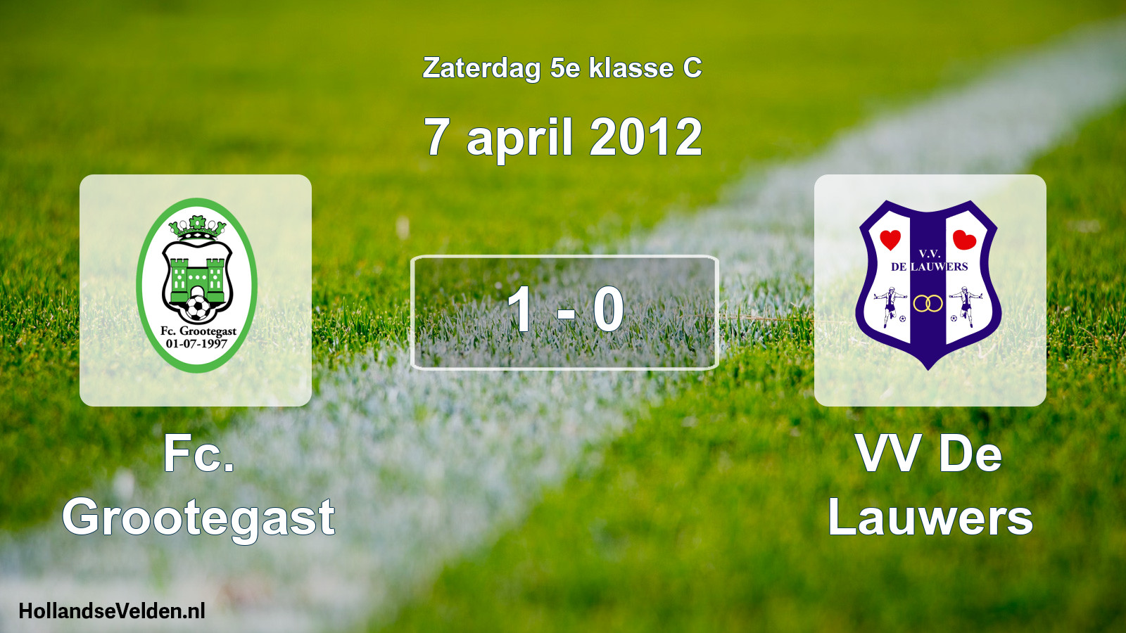 Total number of matches played: Fc. Grootegast - VV De Lauwers 1 - 0 (7 April 2012)