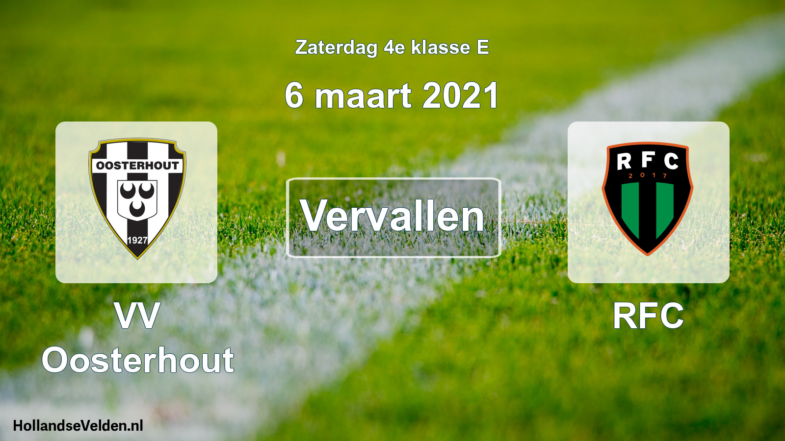 Scheduled Match: VV Oosterhout - RFC (6 March 2021)