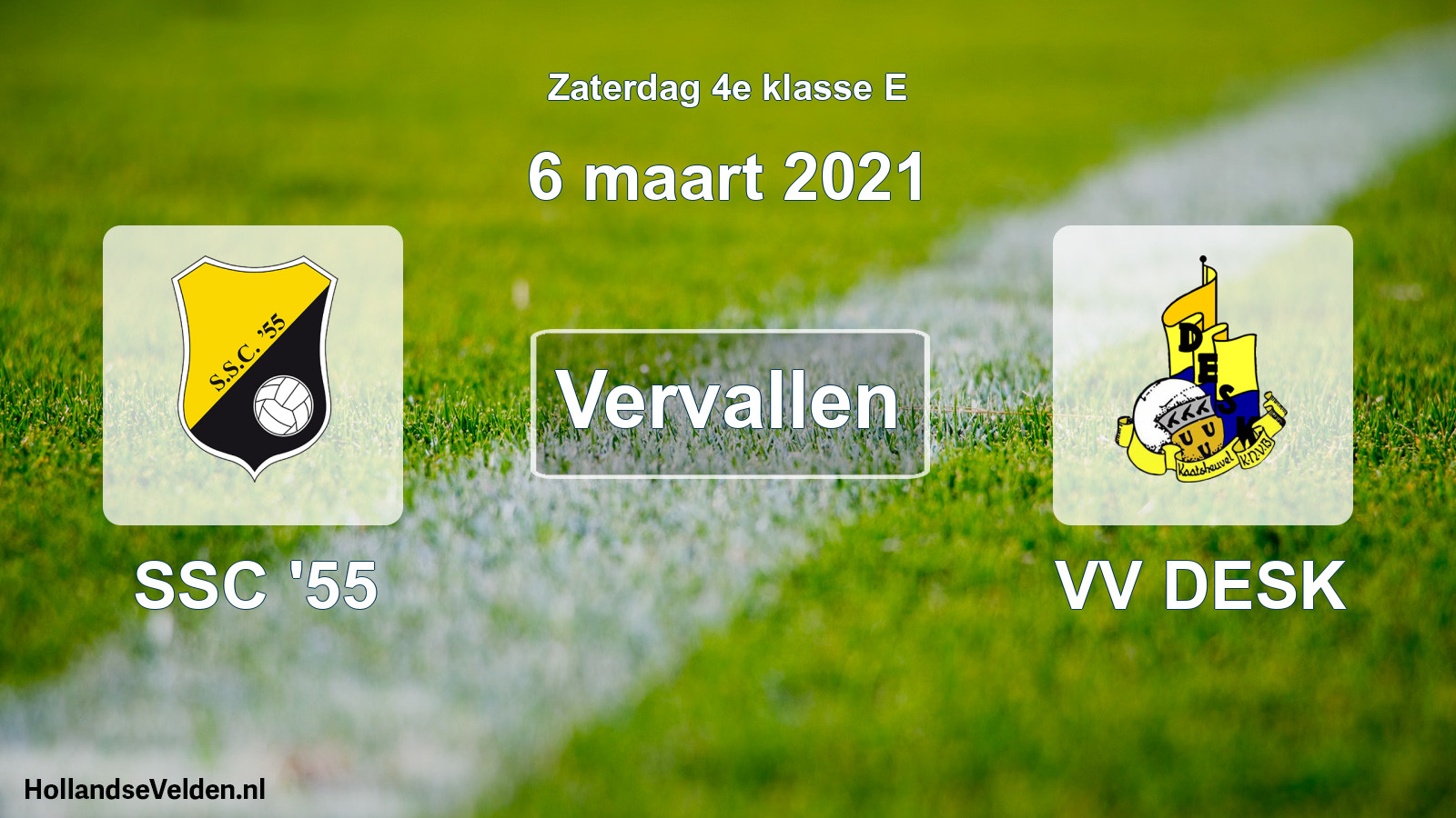 Scheduled Match: SSC '55 - VV DESK (6 March 2021)