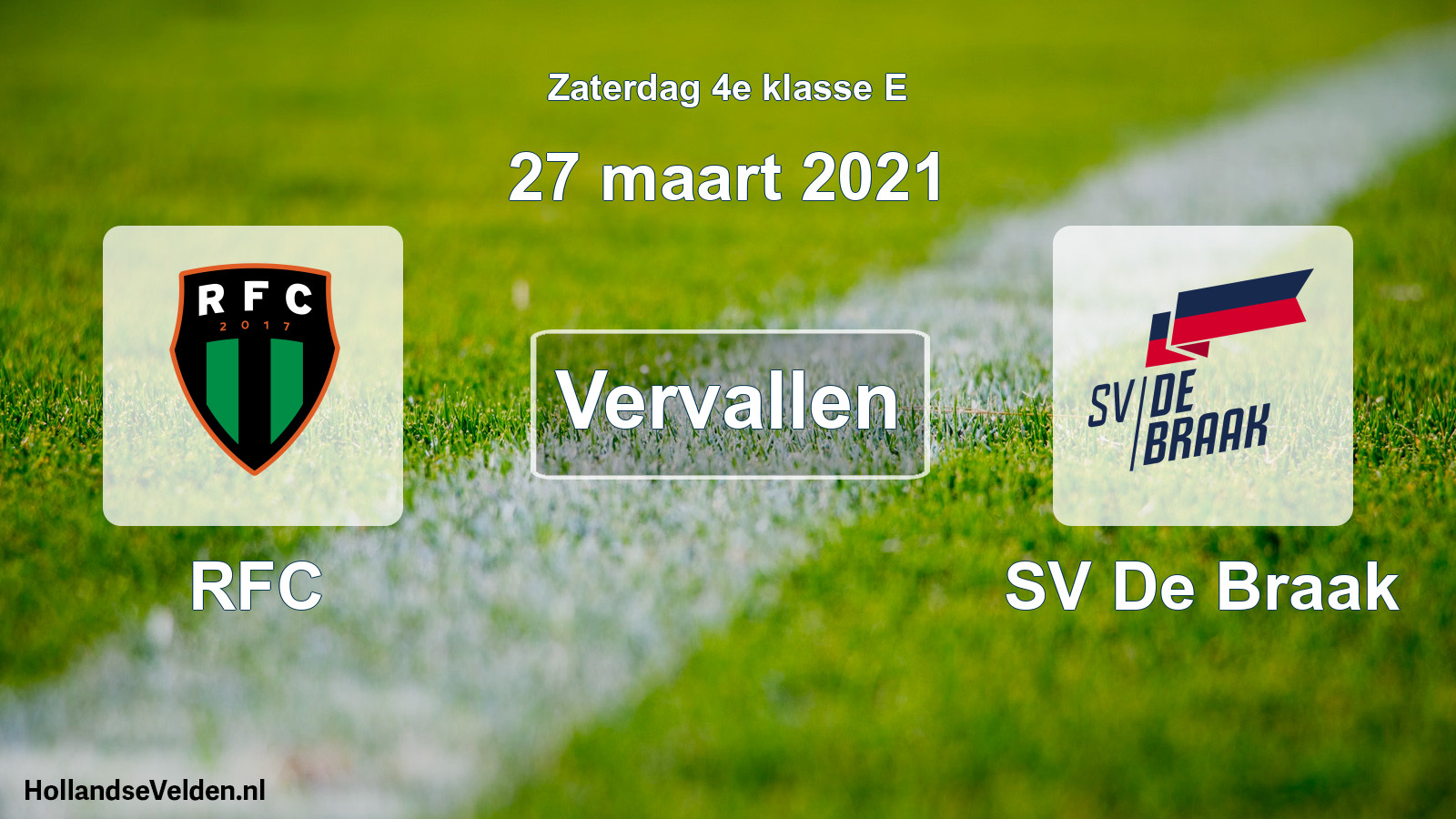 Scheduled Match: RFC - SV De Braak (27 March 2021)