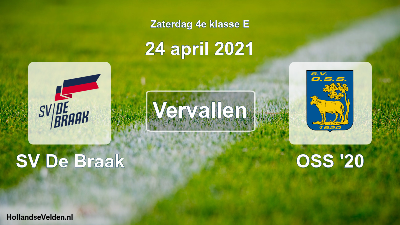 Scheduled Match: SV De Braak - OSS '20 (24 April 2021)