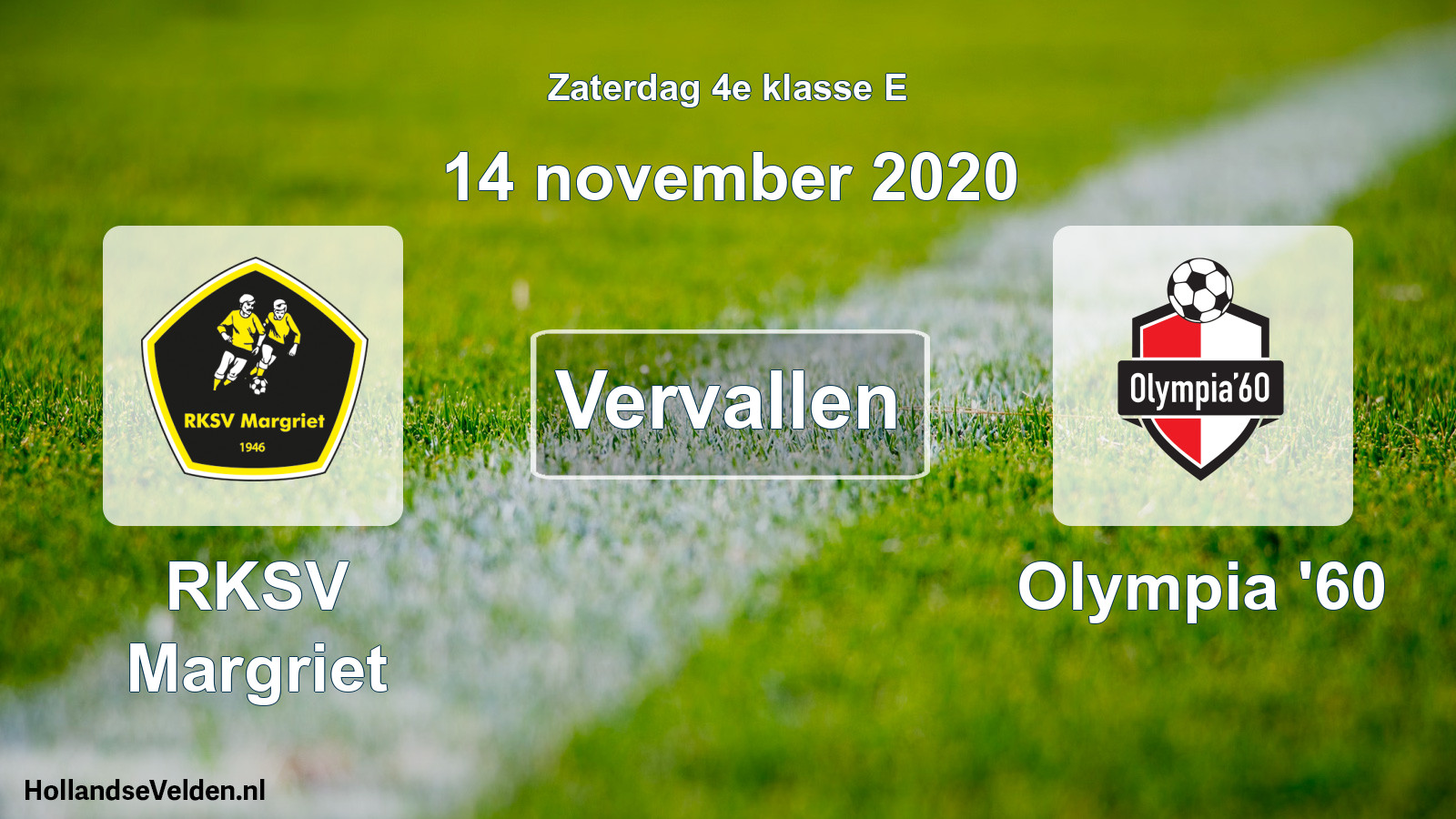 Scheduled Match: RKSV Margriet - Olympia '60 (14 November 2020)