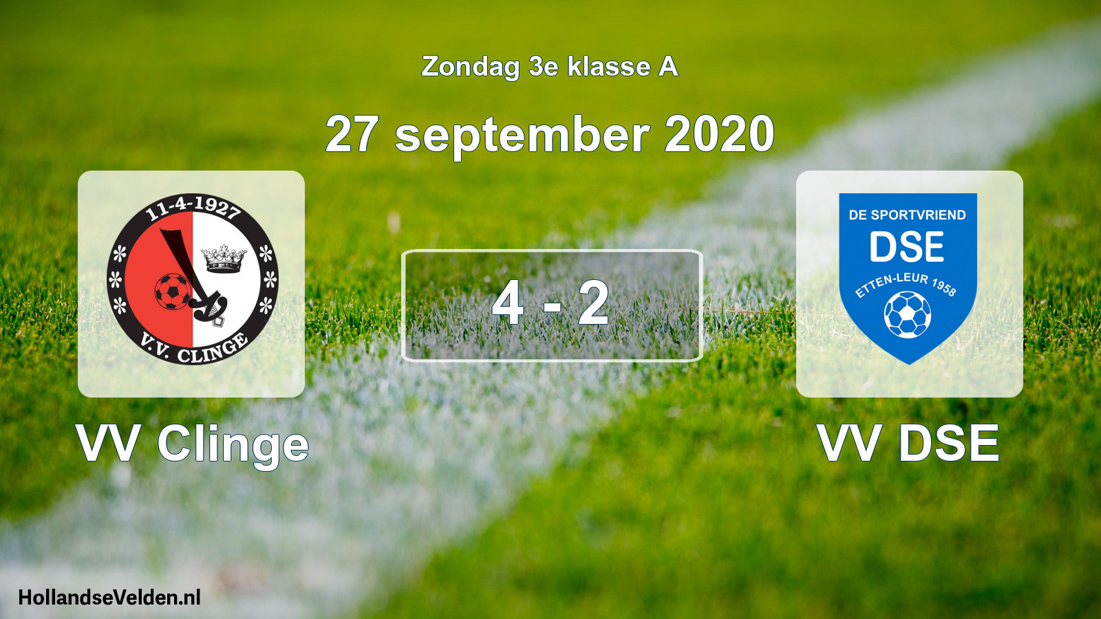Total number of matches played: VV Clinge - VV DSE 4 - 2 (27 September 2020)