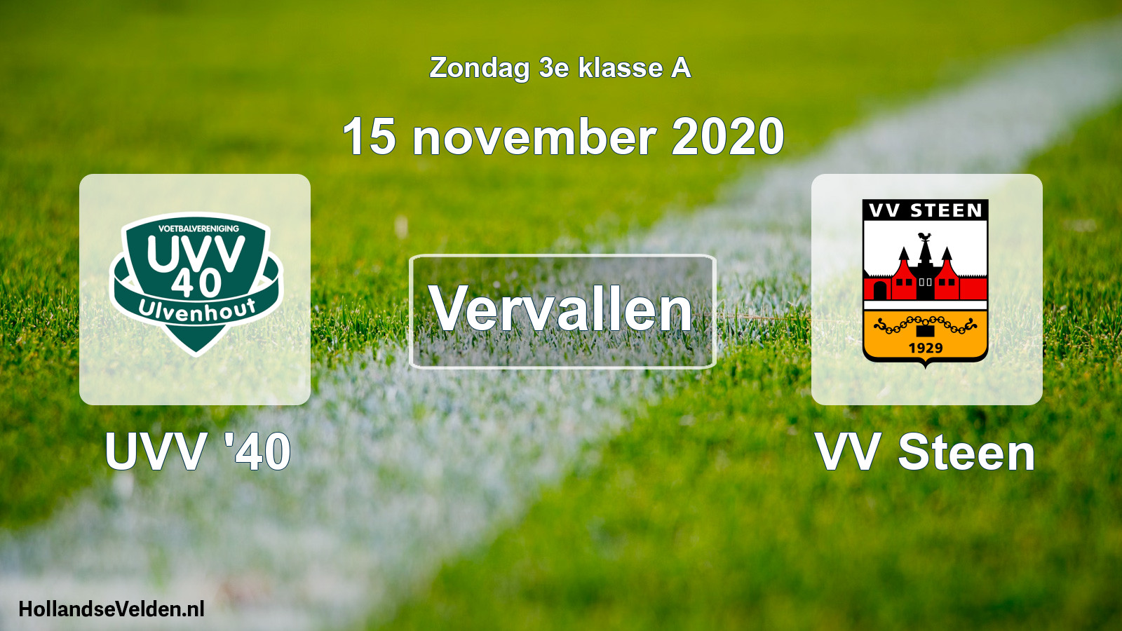 Scheduled Match: UVV '40 - VV Steen (15 November 2020)