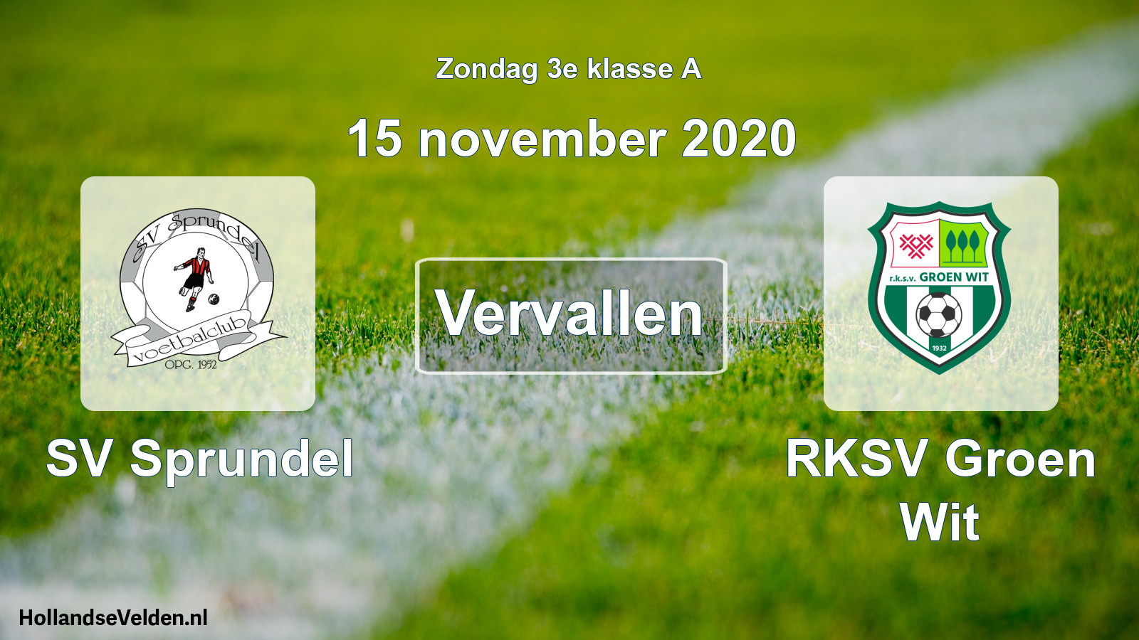 Scheduled Match: SV Sprundel - RKSV Groen Wit (15 November 2020)