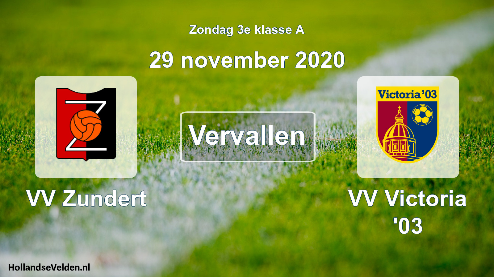 Scheduled Match: VV Zundert - VV Victoria '03 (29 November 2020)
