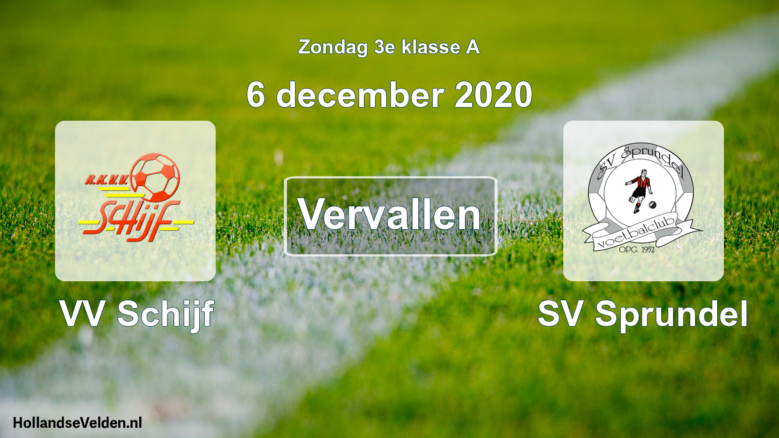Scheduled Match: VV Schijf - SV Sprundel (6 December 2020)