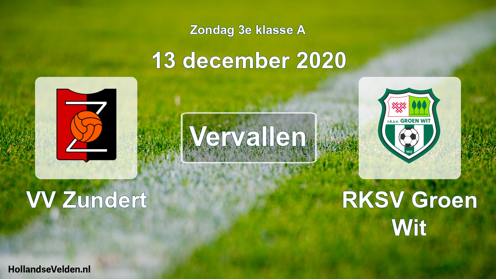 Scheduled Match: VV Zundert - RKSV Groen Wit (13 December 2020)
