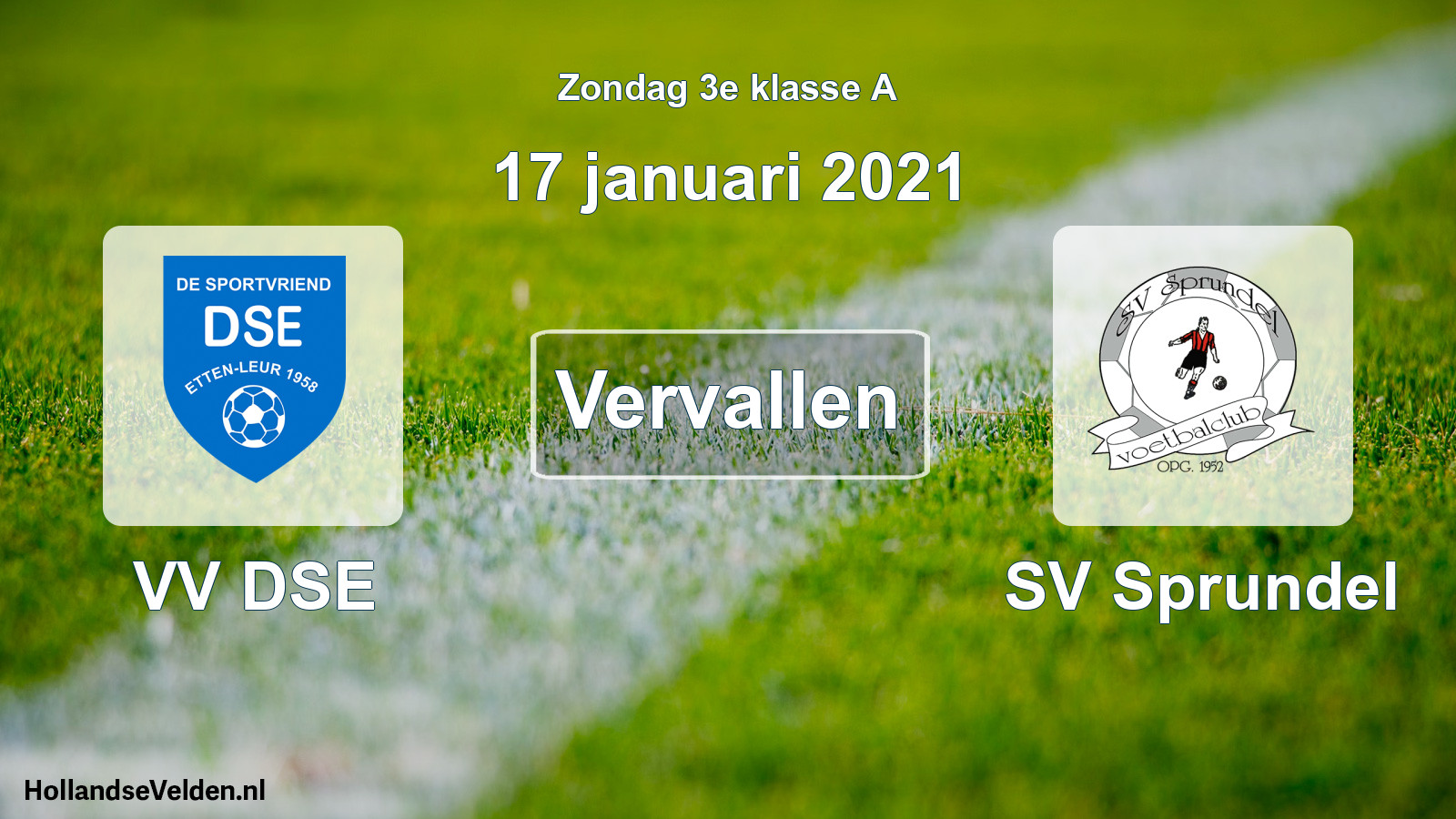 Scheduled Match: VV DSE - SV Sprundel (17 January 2021)