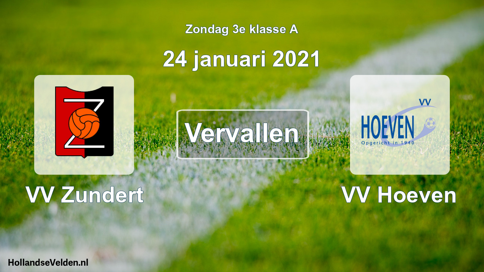 Scheduled Match: VV Zundert - VV Hoeven (24 January 2021)
