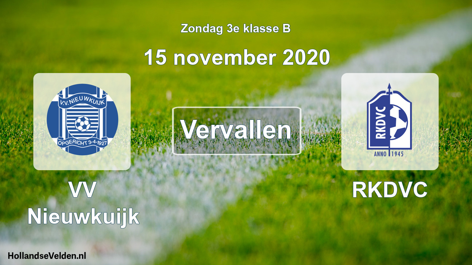 Scheduled Match: VV Nieuwkuijk - RKDVC (15 November 2020)