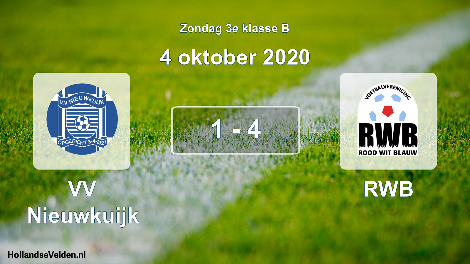 Total number of matches played: VV Nieuwkuijk - RWB 1 - 4 (4 October 2020)